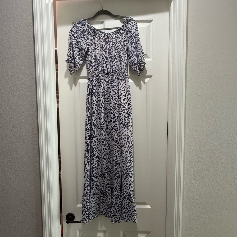 Leopard Print Maxi Dress, Off the shoulder